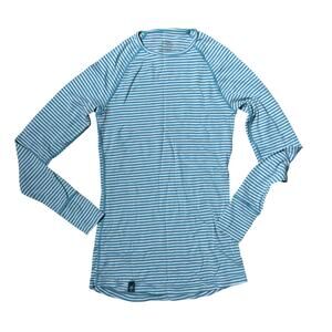 IBEX Woolies 150 Base Layer SZ S Striped Blue White Merino Wool